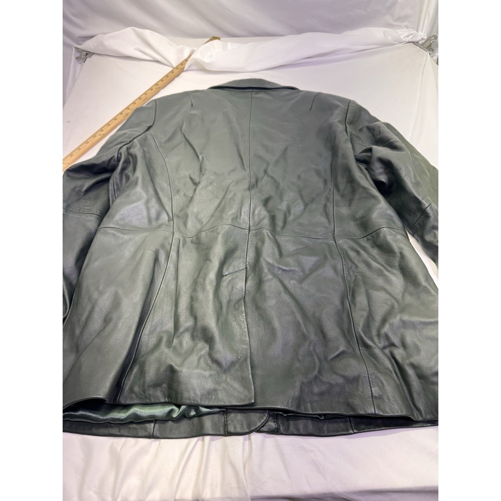 Denim and Company button up Leather Jacket Womens XL Lined Green western city - Picture 8 of 8